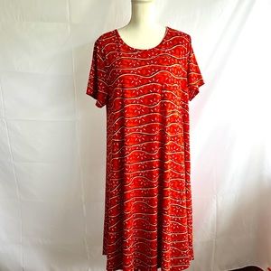 Lularoe “Carly “ high-low, size XL, snappy red/orange, polyester/spandex